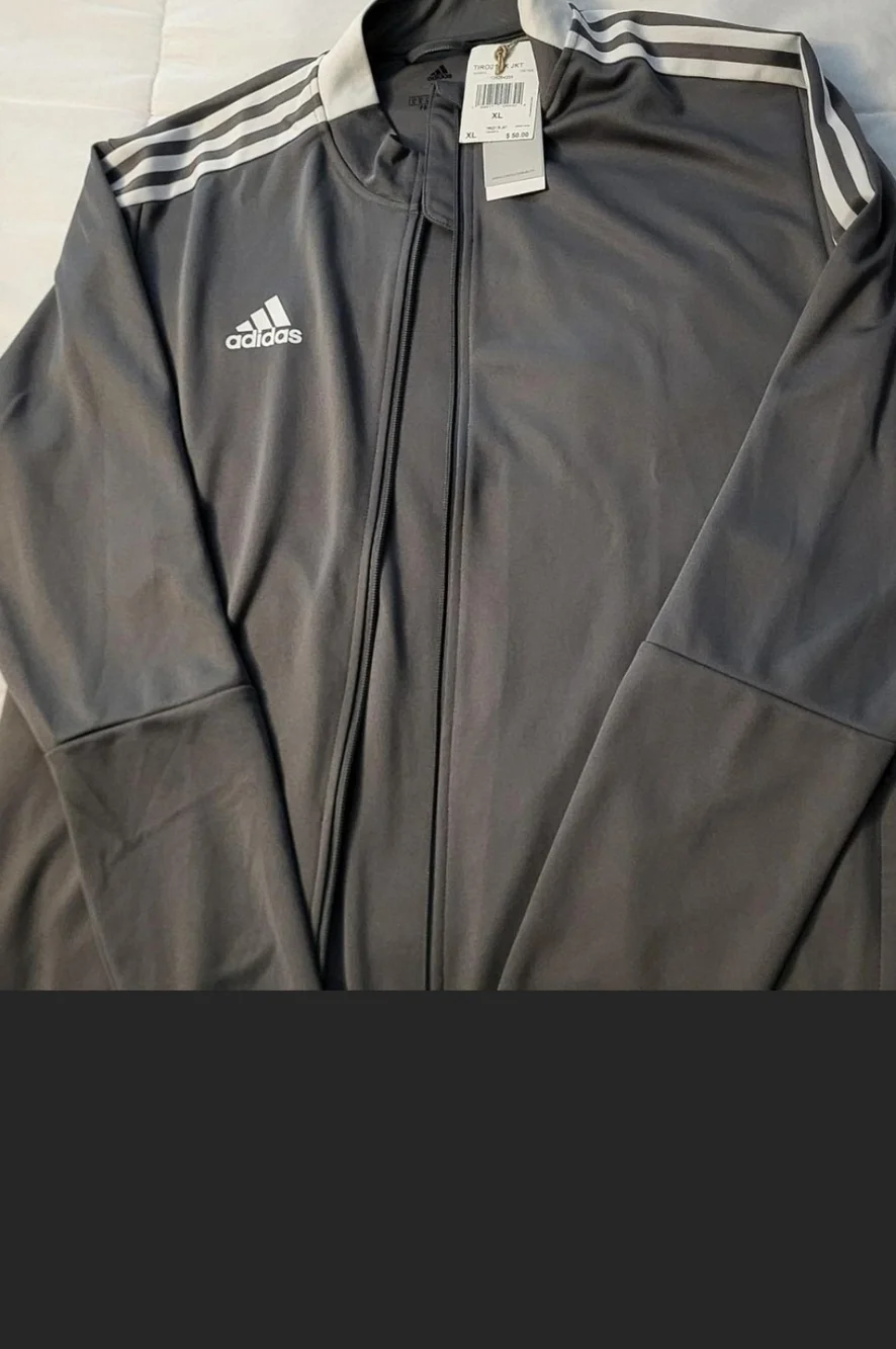 adidas Gray Lightweight Track Jacket with White Stripes